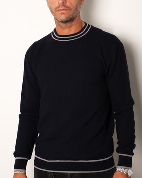 Rundhals-Pullover Herren aus reiner Merinowolle mit Streifen