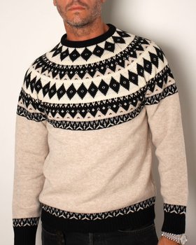 Jacquard-Pullover für Herren aus reiner Merinowolle