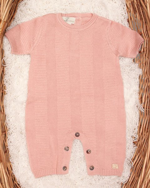 Tutina in maglia neonati corta in bamboo e cotone naturali - aura