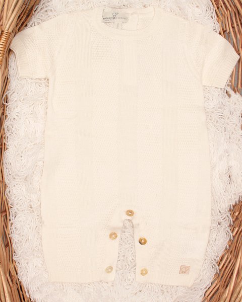 Tutina in maglia neonati corta in bamboo e cotone naturali - aura