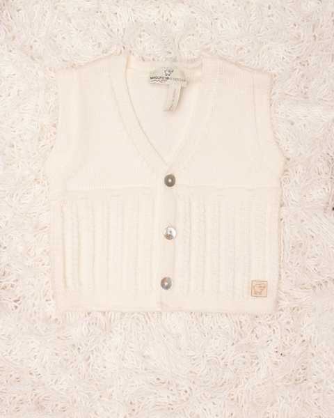 Gilet traforato unisex in pura lana merino