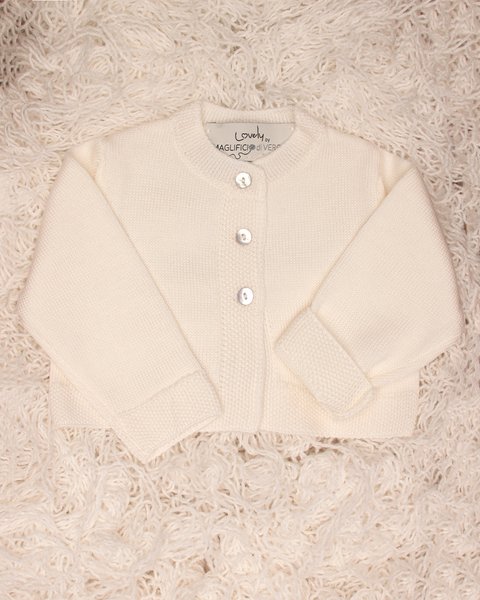 Cardigan corto in pura lana merinos neonata