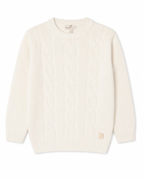 Maglione a trecce bambino e bambina in pura lana merino ultrafine