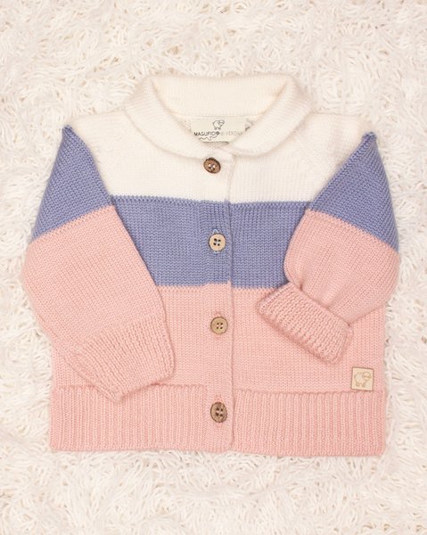 Golfino neonata color block in pura lana vergine merino extrafine