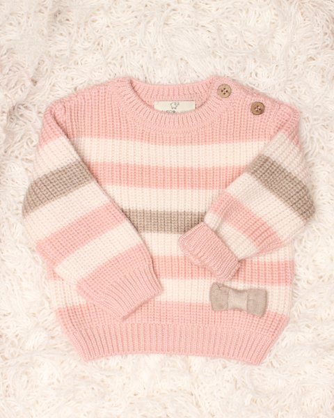 Maglia neonata righe in pura lana vergine merino extrafine