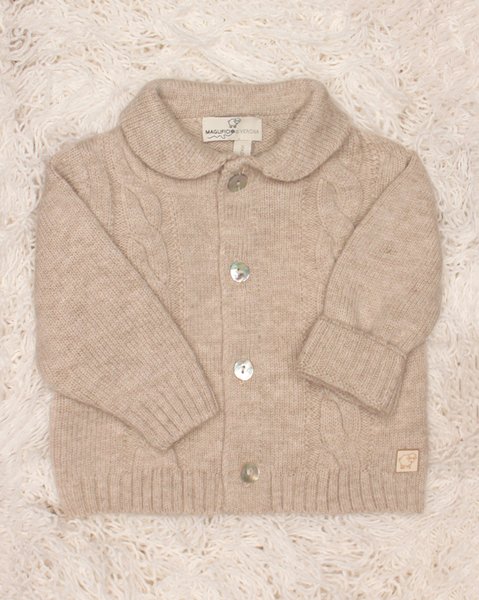 Giacchina neonato con trecce in pura lana vergine merino ultrafine