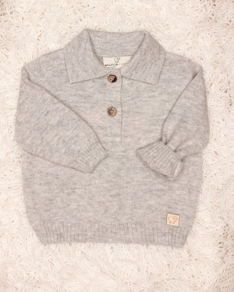Polo neonato manica lunga in pura lana merino ultrafine