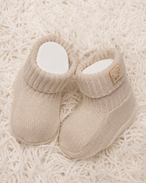 Scarpine neonato unisex in pura lana merino ultrafine