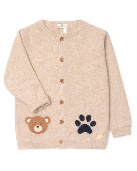 Giacchina orsetto bambino e bambina in pura lana merino ultrafine