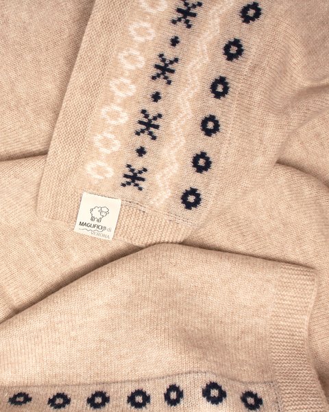 Copertina jacquard culla in pura lana merino ultrafine