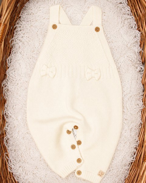 Salopette neonata fiocchi in pura lana vergine merino extrafine