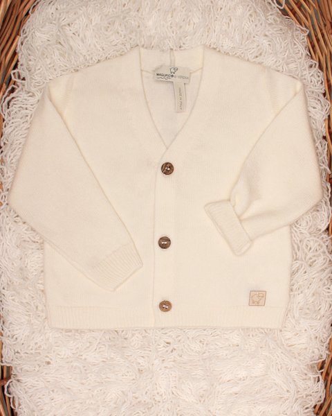 Cardigan neonato in pura lana vergine merino ultrafine