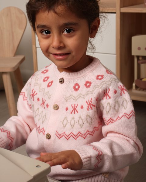 Giacchina coreana jacquard bambino e bambina in pura lana merino ultrafine