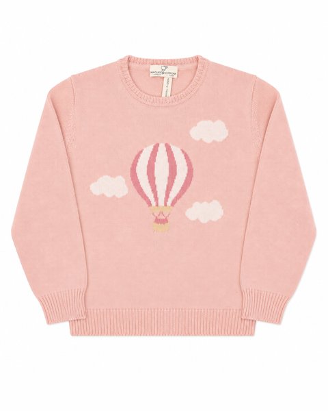 Maglione bambino e bambina mongolfiera in pura lana merino extrafine