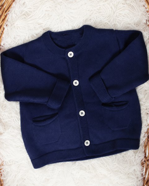 Jacket with pockets in pure merino wool