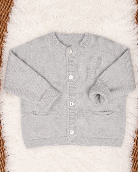 Jacket with pockets in pure merino wool