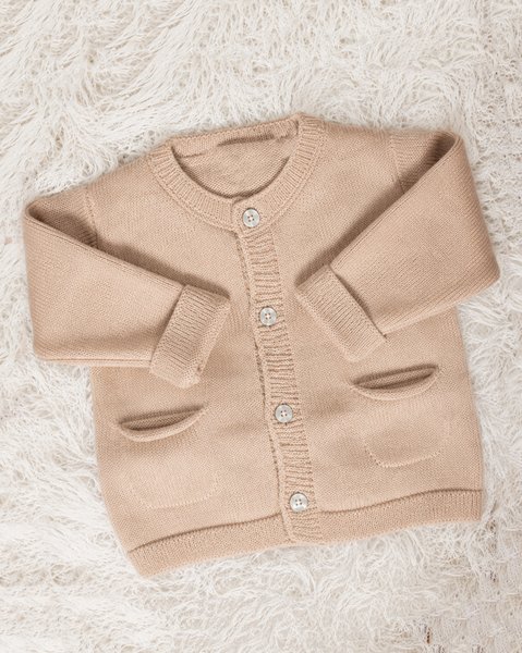 Jacket with pockets in pure merino wool