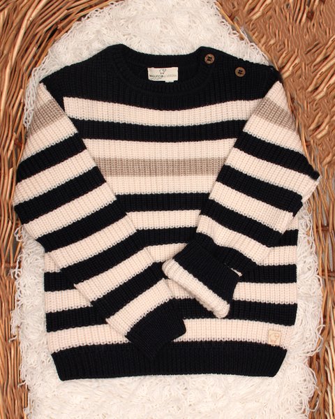 Maglia neonato righe in pura lana vergine merino extrafine