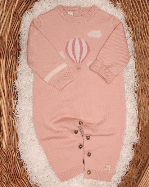 Tutina neonato mongolfiera in pura lana vergine merino extrafine