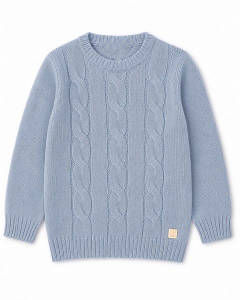 Maglione a trecce bambino e bambina in pura lana merino ultrafine