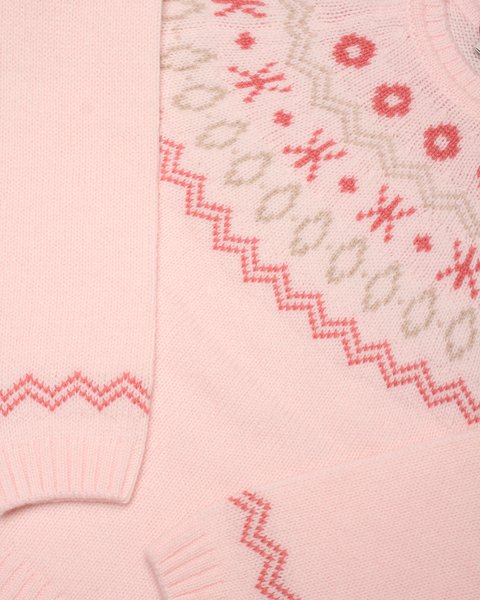 Maglione girocollo jacquard bambino e bambina in pura lana merino ultrafine