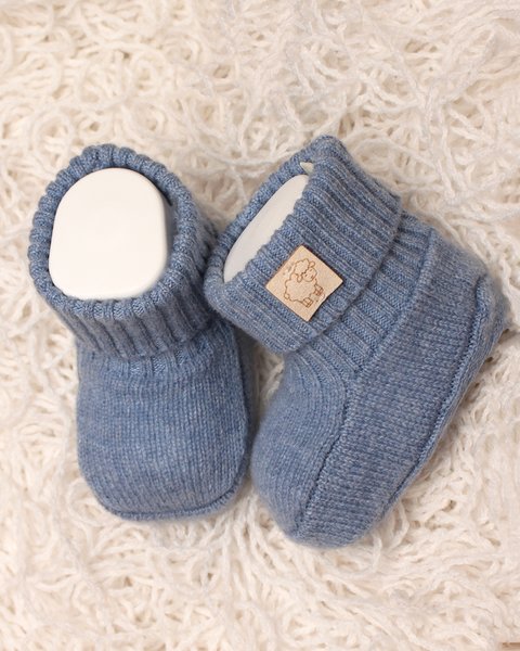 Scarpine neonato unisex in pura lana merino ultrafine