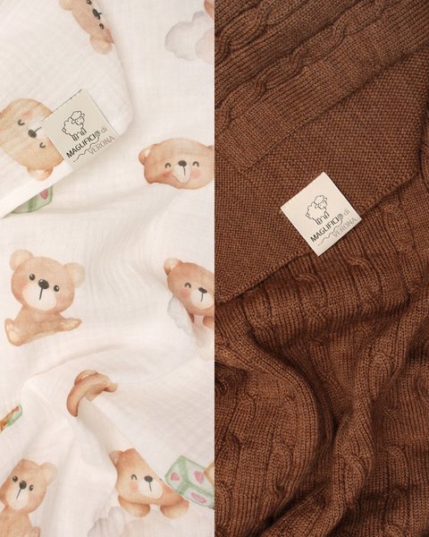 Set copertina lana merino e mussola cotone