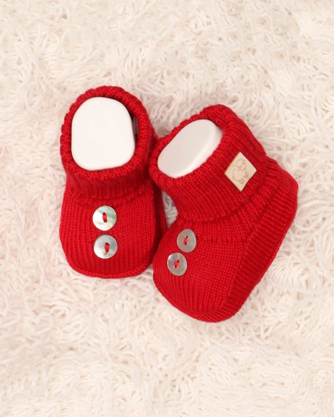 Scarpine neonato bottoncini in pura lana vergine merino extrafine