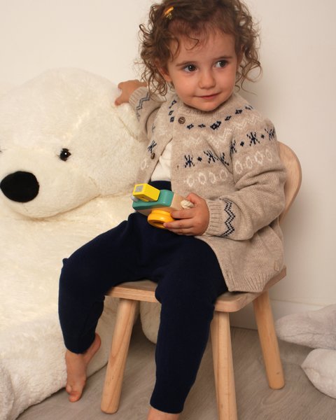 Completo jacquard neonato in pura lana merino ultrafine