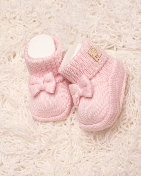 Scarpine lana neonato con fiocco