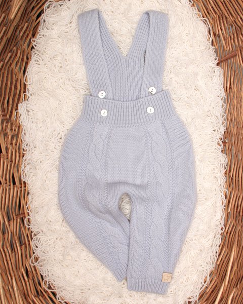 Pantalone con bretelle neonato in pura lana vergine merino ultrafine