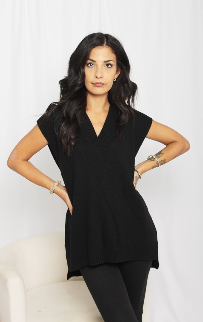 Gilet over cashmere blend donna