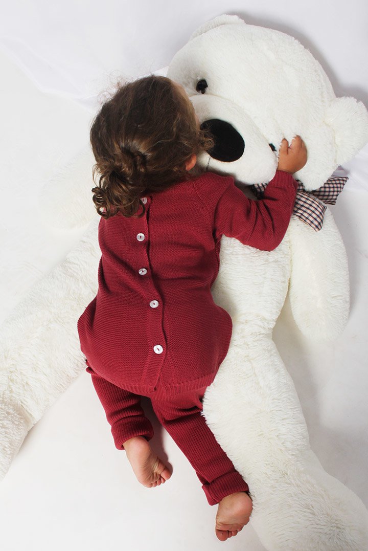 Maglioncino aperto dietro cintura pura lana bambina