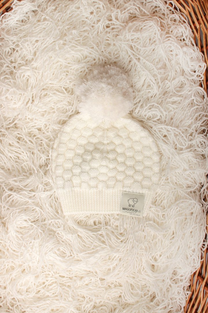 Cappello neonato vimini pura lana merinos
