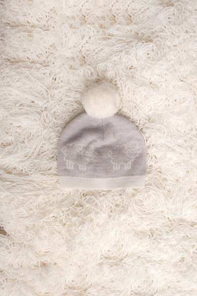 Cappellino woolly neonato in pura lana