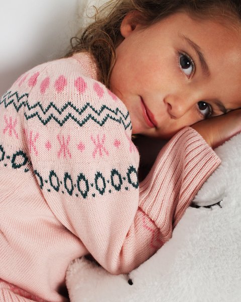 Maglia jacquard bambina pura lana merino