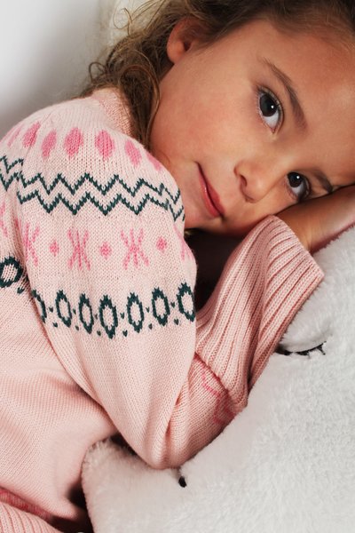 Maglia jacquard bambina pura lana merino