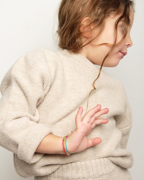 Maglia links ragazza in pura lana merino ultrafine