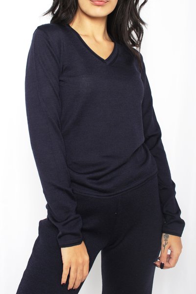 Sovoyontee Maglione Donna Scollo A V – Lavorato A Maglia, Maniche Lunghe, Orlo Asimmetrico, Casual E Sexy, Taglie S-XL