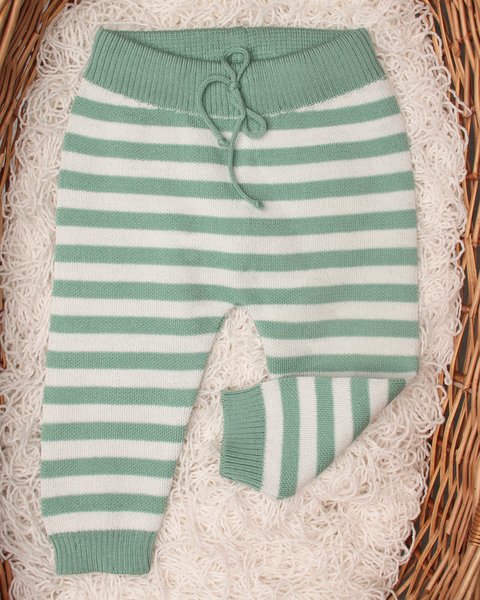 Pantalone rigato in pura lana merinos per neonati