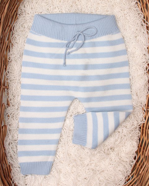Pantalone rigato in pura lana merinos per neonati