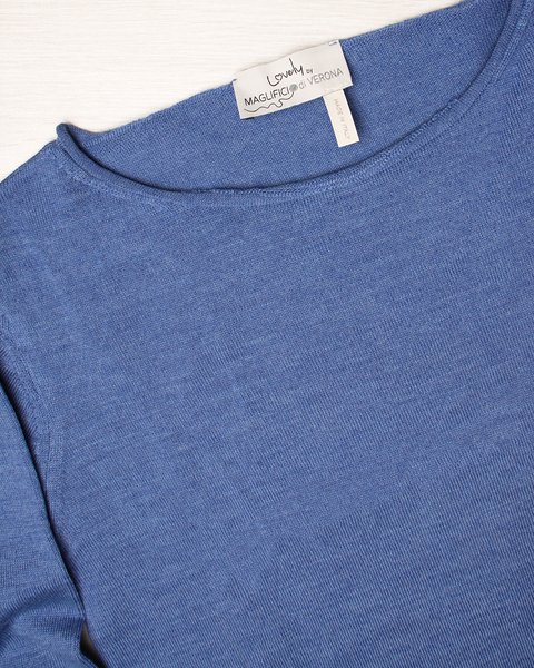 Girocollo barchetta pura lana donna