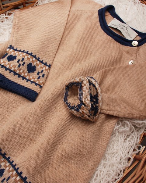 Vestitino neonata fantasia in pura lana merino