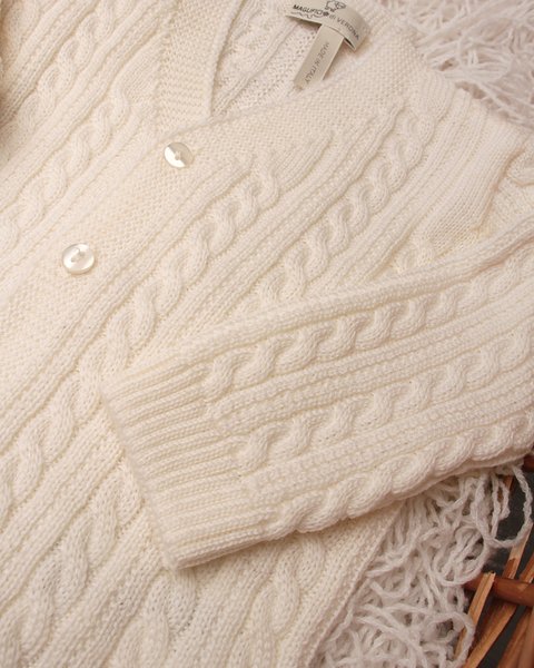 Cardigan neonato trecce in pura lana merino