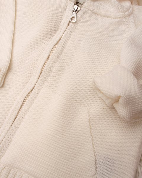 Maglia neonato cappuccio in pura lana merino