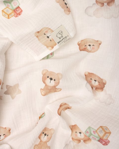 Mussola per neonati teddy 65x100cm cotone bio