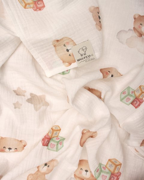 Mussola per neonati teddy 65x100cm cotone bio