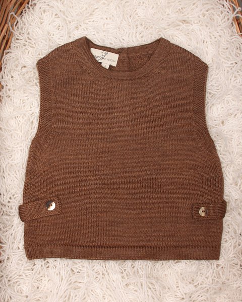 Gilet neonato bottoni in pura lana merino