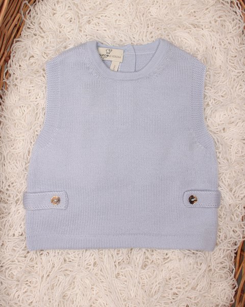 Gilet neonato bottoni in pura lana merino