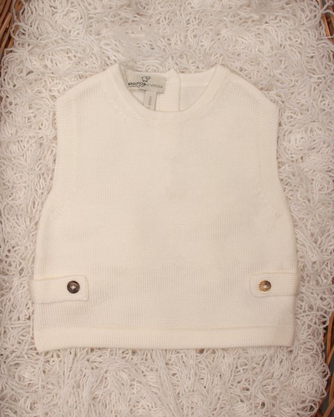 Gilet neonato bottoni in pura lana merino